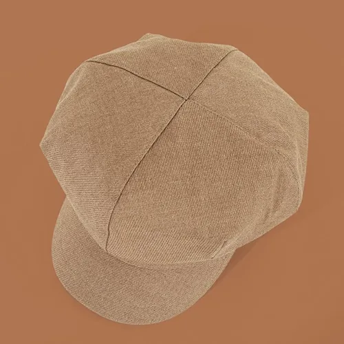 Vista 3 de YUTR Cappello ottagonale con Punta ottagonale da Uomo Autunno Inverno Caldo berretto Zucca Tinta Unita alla Moda