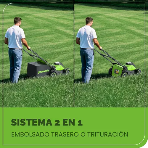 Vista 8 de Greenworks Cortacésped inalámbrico de 40 V y 17 pulgadas, motor sin escobillas, batería de 4.0 Ah y cargador (más de 75 herramientas compatibles)