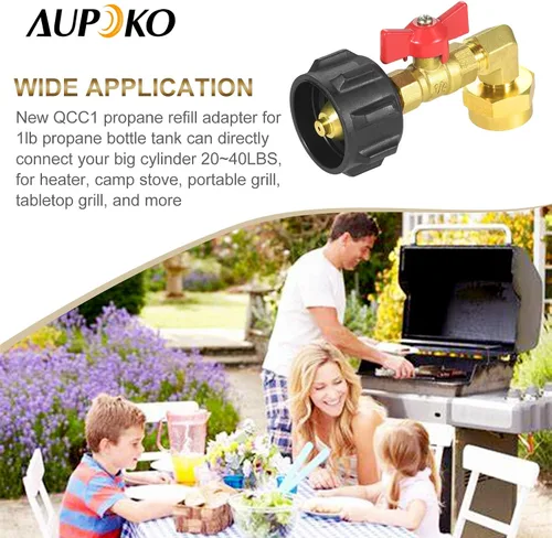Vista 3 de Aupoko - Adaptador de recambio de propano, recarga botellas de 1 libra de tanque de 20 libras Fit QCC1 Propane Tank and 1 lb Throwaway Disposable