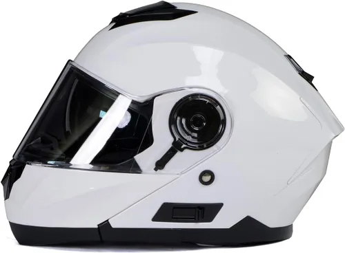 Vista 9 de Milwaukee Helmets MPH9816DOT 'Breeze' - Casco modular de motocicleta avanzado blanco para hombres y mujeres con visera desplegable
