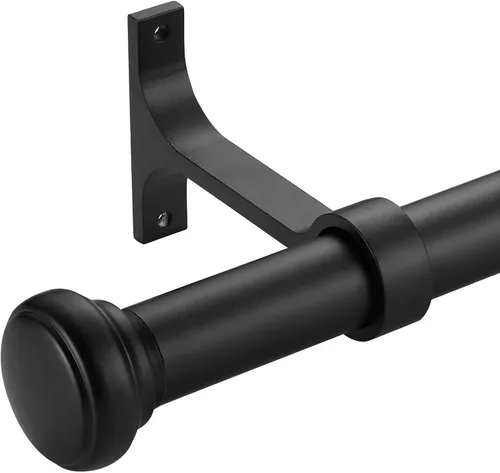 Vista 10 de Barra de cortina resistente ajustable, 1 pulgada, 28-48 pulgadas, tapa redonda, soportes de aluminio premium, adecuada para ventanas y patios