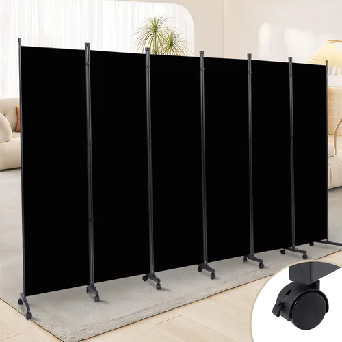Vista 11 de Room Divider Large 1 Panel Privacy Screen,Portable Room Partition on Wheels Beige