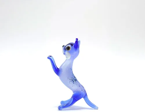 Vista 18 de Figura de cristal en miniatura de gato pequeño, animal de vidrio soplado hecho a mano, bonita escultura de gato coleccionable, regalo de decoración