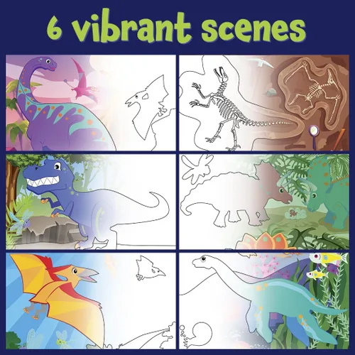 Vista 4 de Libro de Actividades de Arte con Agua Ready 2 Learn Dinosaurios 6 Escenas Sin Desorden Libro de Colorear con Agua Reutilizable Aprende