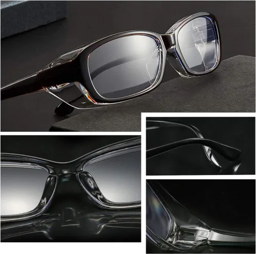 Vista 3 de Gafas de seguridad anti niebla gafas azul bloqueo de luz anti polen para mujeres hombres con escudos laterales (negro, 1 unids)