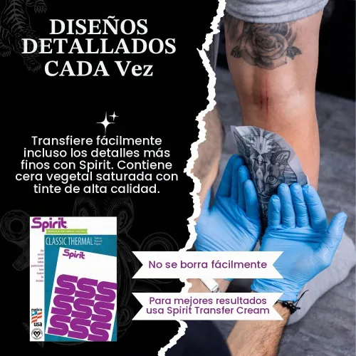 Vista 2 de Spirit® Papel de transferencia de plantillas de tatuaje térmico clásico