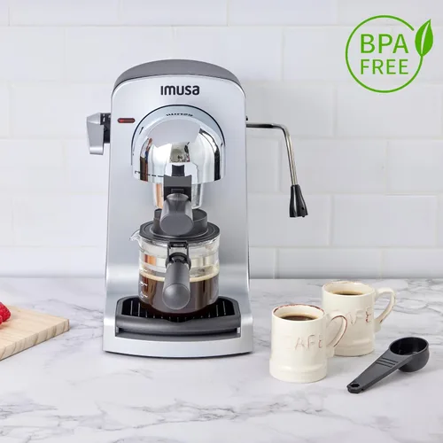 Vista 3 de IMUSA Cafetera eléctrica para Espresso y Cappuccino Bistro de 4 tazas, plateado
