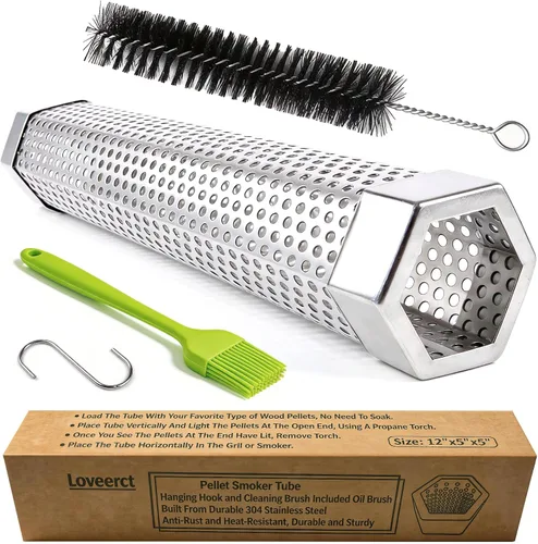 Vista 6 de Tubo de humo para ahumador de pellets de 12 pulgadas, tubo de ahumador de 5 horas de humo en caliente/frío, tubo de fumar, para añadir sabor ahumado