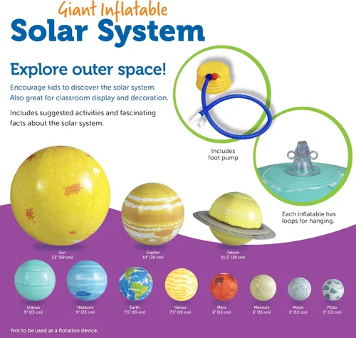 Vista 7 de Learning Resources Sistema solar inflable gigante, kit de proyectos, modelo espacial y planeta, globo de aula de constelación, regalos de proyectos