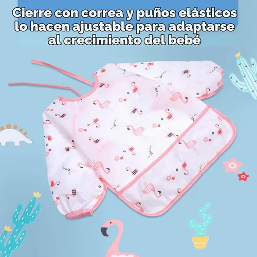 Vista 4 de Lictin Long Sleeve Bibs 5 Pack - Baby Bibs for Girl or Boy, Reusable Infant for Feeding Teething or Weaning