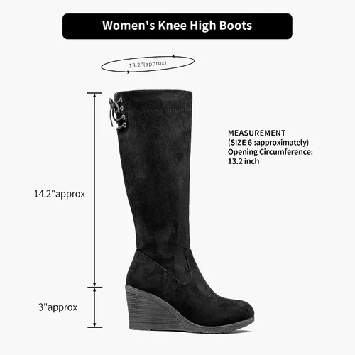 Vista 5 de Vepose Botas altas hasta la rodilla 9651 para mujer, de moda, con tacón de cuña, botas de pantorrilla para mujer