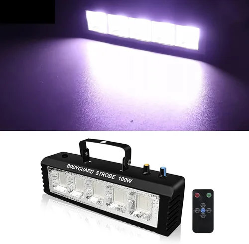 Vista 5 de Luces estroboscópicas activadas por sonido, luces LED estroboscópicas blancas de 100 W, efecto de luz de Halloween con control remoto, luces Blanco