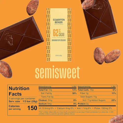 Vista 2 de Scharffen Berger Barra de Chocolate (3 onzas, paquete de 6) – Barra de chocolate negro semidulce, 62% de cacao, sin gluten, barras de chocolate