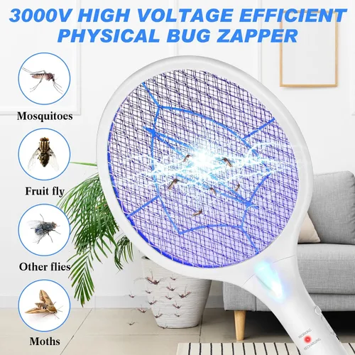 Vista 8 de Qualirey Matamoscas eléctrico 2 en 1 recargable, matamosquitos con luz UV, exterminador de insectos, control de insectos para el hogar, dormitorio