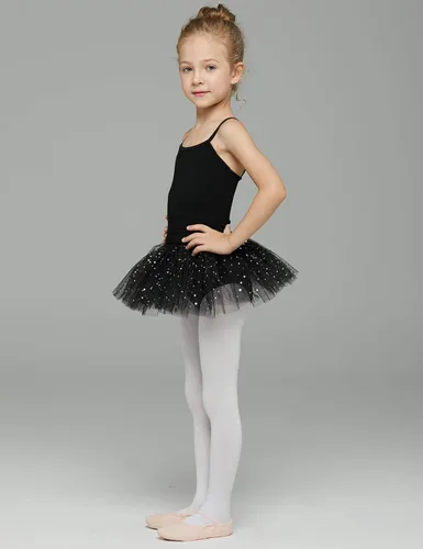 Vista 4 de MdnMd Trajes de bailarina para niñas pequeñas, tutú de ballet con leotardo y falda de bailarina