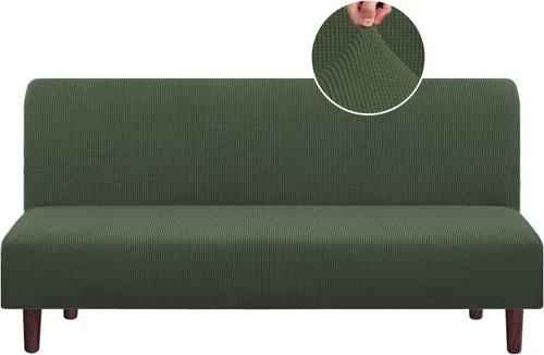 Vista 12 de PrinceDeco Funda elástica sin brazos para futón, funda deslizante para futón, funda para sofá de tamaño completo y cama de sofá de tamaño queen
