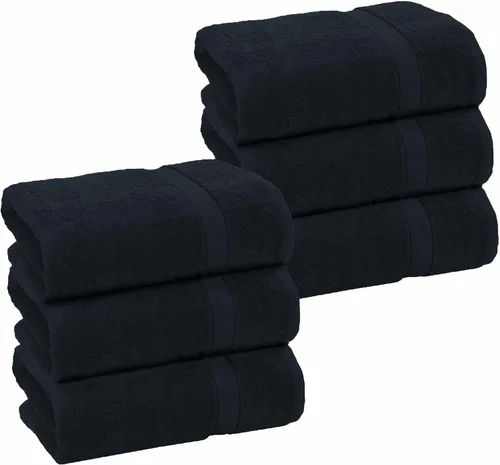Vista 20 de GOLD TEXTILES Juego de 24 toallas de baño negras de alta absorción, multiusos, secado rápido, para piscina, gimnasio, hotel, spa