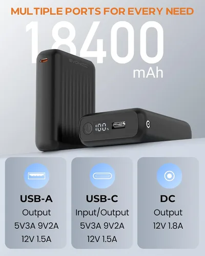 Vista 2 de Paquete de batería para chaqueta térmica de 12 V y 18400 mAh para Wulcea, Genovega, paquete de batería portátil para chaqueta térmica con pantalla
