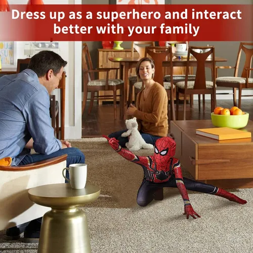 Vista 4 de LoLiLi Disfraz de superhéroe de Halloween para niños, traje elástico de elastano, disfraz de cosplay