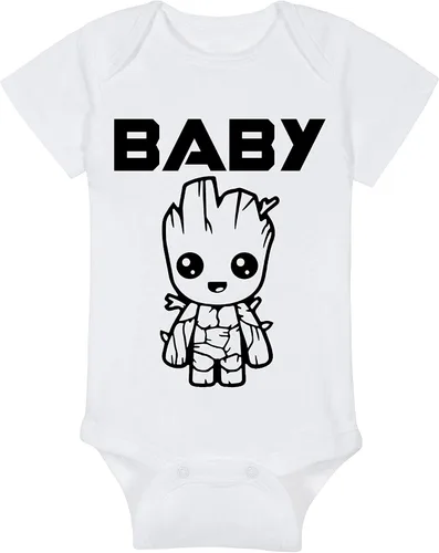 Vista 4 de Baby Groot - Mameluco de superhéroe para bebé, sombrero, manta, combinaciones de paquetes de babero