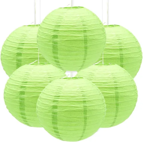 Vista 14 de 6 linternas de papel decorativas redondas colgantes