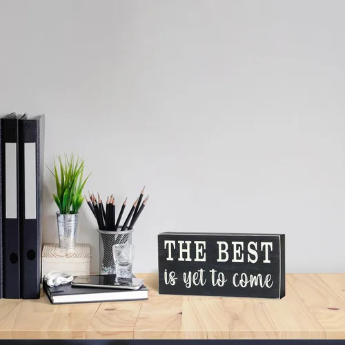 Vista 5 de Esur Escritorio motivacional para oficina en casa, decoración negra, letrero de caja de casa de campo, regalo para mujeres, P.S. You Got This+The