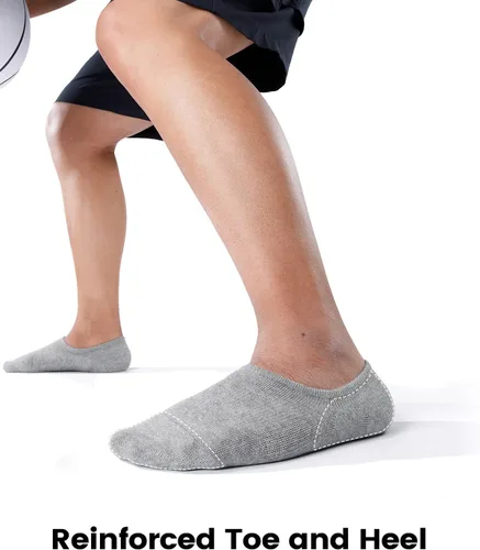 Vista 4 de IDEGG - Calcetines invisibles para hombre de corte bajo, calcetines cortos de tobillo para hombres, calcetines deportivos casuales con agarre