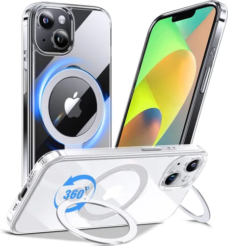 Vista 28 de Anqrp Funda transparente con función atril magnética con junta tórica para iPhone 12/12 Pro, compatible con Mag-Safe, de grado militar, reforzada