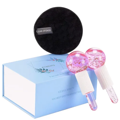 Vista 9 de Globos de hielo para cara, 2 globos faciales para herramienta de masaje, masajeador facial de piel fría, aprieta la piel, reduce la hinchazón