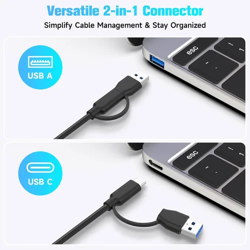Vista 4 de RSHTECH USB 3.2/USB C Switch 10Gbps 2 ordenadores comparten 4 dispositivos, RSH-A201C Negro