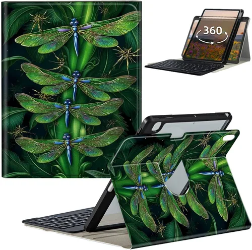 Vista 50 de Funda de teclado para iPad de 9ª/8ª/7ª generación de 10.2 pulgadas 2021/2020/2019 con soporte delgado giratorio de 360 grados, cubierta inteligente