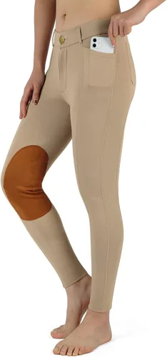 Vista 2 de Beroy Montura a Caballo -Pantalones para Mujer Ecuestre-Calzones - Mallas de Entrenamiento Ecuestre para Damas de Asiento Completo con Bolsillos