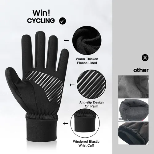 Vista 4 de Guantes de invierno para hombres y mujeres guantes de pantalla táctil mejorados resistentes al viento guantes térmicos cálidos para ciclismo correr