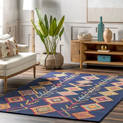 Vista 7 de NuLOOM Belini Alfombra de lana con acento a mano, 2 pies x 3 pies, color marfil Nuloom Belini Trellis - Alfombra de lana para sala de estar
