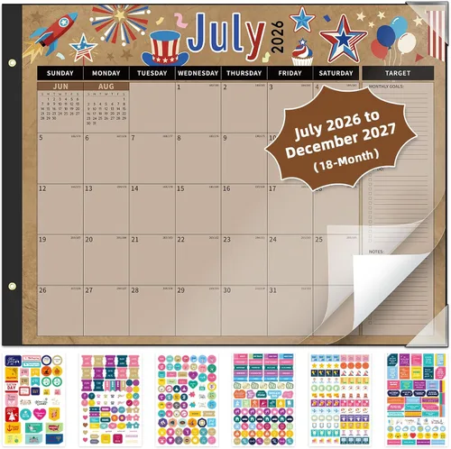 Vista 11 de Ospelelf Bule Calendario 2026-2027 - Agenda mensual grande de 22 x 17 pulgadas, calendario de escritorio de 18 meses para personas mayores, oficina
