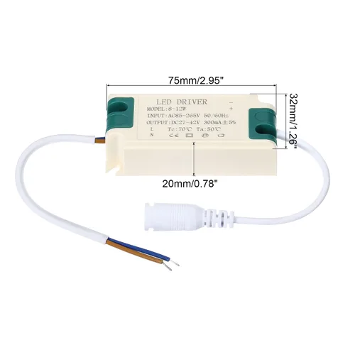 Vista 2 de PATIKIL 8-12W 300mA LED Driver, AC 85-265V Salida 27-42V DC Conector hembra Conector Rectificador de corriente constante Transformador Fuente