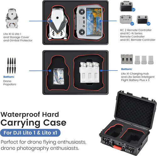 Vista 2 de Funda para DJI Lito X1/1 Accesorios,Funda impermeable de transporte para RC 2/N3
