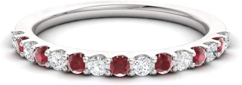 Vista 2 de Diamondere Anillo de boda de diamantes y piedras preciosas naturales y certificadas en oro blanco de 14 quilates Banda apilable de 0.38 quilates