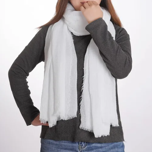 Vista 3 de Bufanda larga de lino para mujer, mezcla de algodón, estilo vintage, suave, para playa