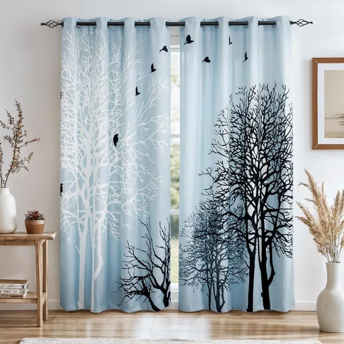 Vista 11 de SUBRTEX - Cortinas opacas de 52Wx63L, cortinas florales para oscurecer la habitación, cortinas de ventana aisladas térmicamente de 2 paneles