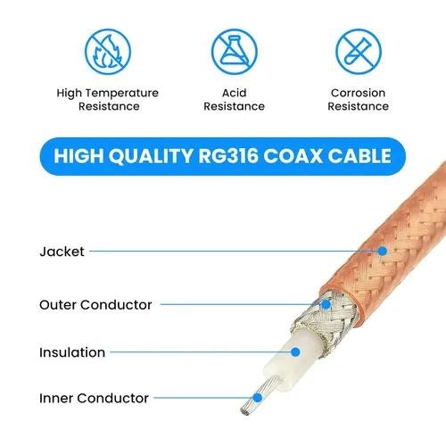 Vista 4 de SDTC Tech Cable coaxial SMA macho a BNC macho RG316 de puente de coleta extensor de antena adaptador de conector BNC (20 pulgadas)