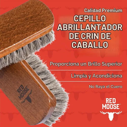 Vista 3 de Cepillo para zapatos de crin - Cepillo para pulir zapatos para cuero, botas