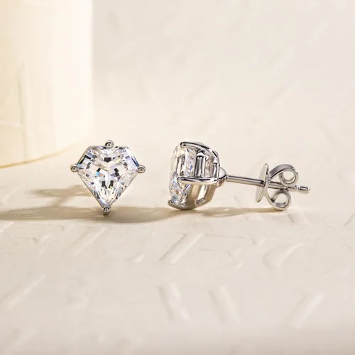 Vista 4 de 3cttw-6cttw Cubic Zirconia Stud Earrings 5A Grade CZ Diamond Shaped Earrings for Women Men