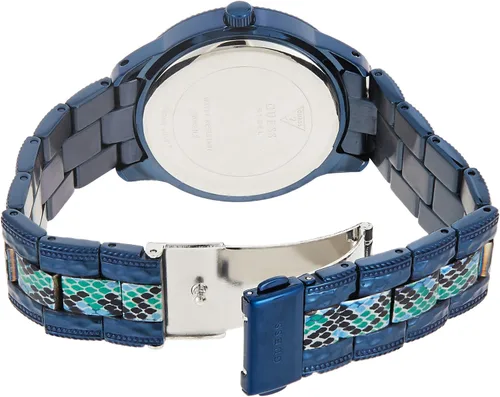 Vista 2 de Guess Serpentine - Reloj analógico de cuarzo para mujer con pulsera de acero inoxidable W0624L3 Azul Patchwork L Reloj de cuarzo