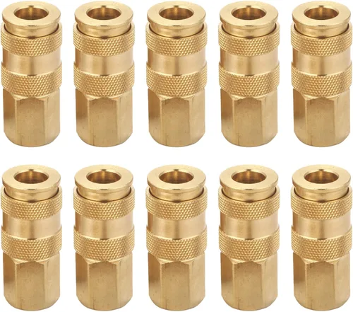 Vista 9 de Kit de acoplador y enchufe de alto flujo profesional (7 piezas), estilo V, NPT de 1/4 de pulgada, juego de accesorios de aire de conexión rápida