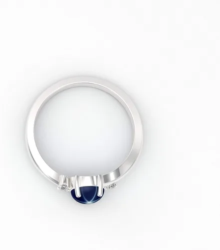 Vista 4 de Anillo de plata de ley 925 con zafiro azul auténtico, detalles de zafiro blanco