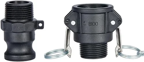 Vista 3 de 2 accesorios de polipropileno Camlock (acoplador hembra de 1 pulgada B x extremo macho) accesorios de manguera de leva y ranura + 2 accesorios