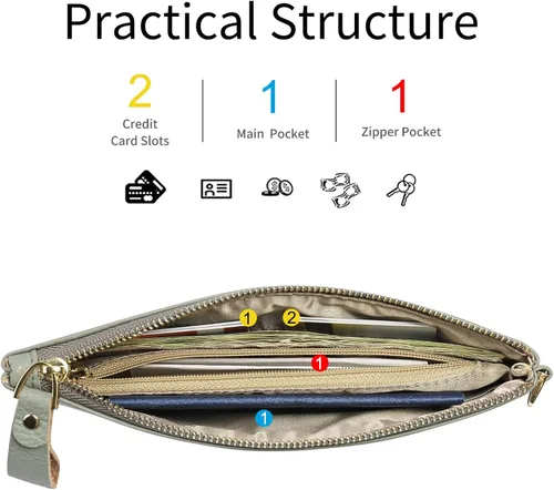 Vista 2 de GOIACII Carteras para mujer, bloqueo RFID, ultradelgadas, cuero real, tarjetero de crédito
