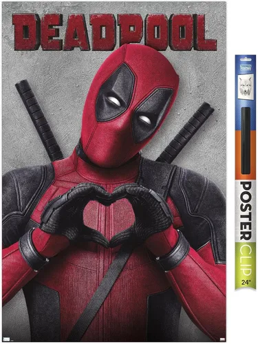 Vista 17 de Marvel Deadpool Legacy - Póster de pared de corazón, 22.4 pulgadas de largo x 14.7 pulgadas de ancho, versión enmarcada de madera de granero