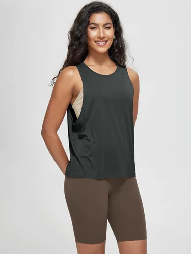 Vista 3 de ODODOS Paquete de 3 camisetas sin mangas sueltas para mujer, camisetas sin mangas para gimnasio, atletismo, entrenamiento, camisetas de yoga